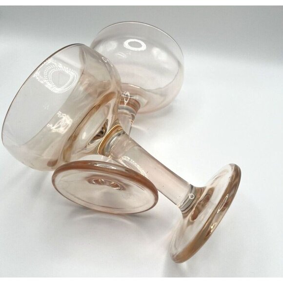 Set Of 2 Vintage Perfectly Pink “Blush” Champagne Coupe Depression Glasses - Picture 3 of 6